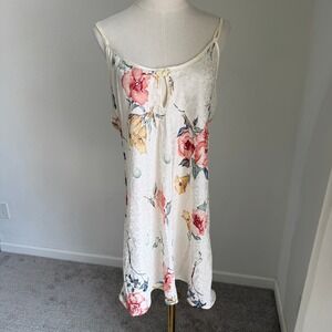 Vintage‎ Low Back Floral Jacquard Chemise Slip Dress Large Coquette Cottagecore